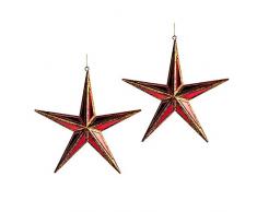 EUROCINSA Réf. 27004 Ãtoile Pendentif Miroir Rouge avec Or 19 cm. 8 unités, Taille Unique.