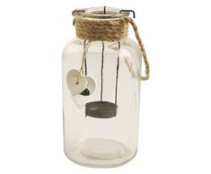 Villa dEste Home Tivoli idées Set T-Light Bocal, Verre + Corde, 10 x 10 x 20 cm, 6 unités