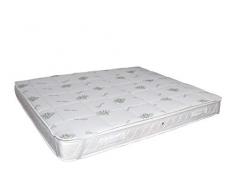 ELEGANT Surmatelas rembourré et matelassé, traité à laloe Vera, Blanc Piazza e Mezza, 120/125 x 190/200 cm Blanc