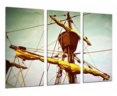 Tableau Moderne Photographique, Impression sur bois, Bateau dans la mer, le mât et les voiles, 97 x 62 cm, ref. 26954