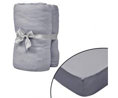 vidaXL 133283 4 x Drap Housse pour Enfant 70 x 140 cm en Jersey de Coton Gris 70 x 140 cm