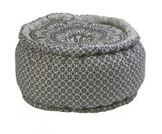 Deco&Co DÃ©coration intÃ©rieure naturelle - Pouf ImprimÃ© Dentelle Gris, 40cm x 30cm
