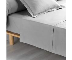 douceur dintérieur Percaline DRAP PLAT 1 PERSONNE, Gris, 180 x 290 CM
