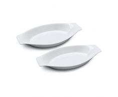 WM Bartleet & â¿Sons 1750 TSET140 Lot de 2 plats contemporains en porcelaine ovale Gratin de cuisson et de cuisson Blanc 32 cm