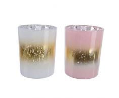 Decoris DEC4063499 Photophore, Verre, Rose et DorÃ©, 10 X 10