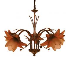 Tosel E2336 Lustre - Tulipano Tube et tÃ´le Acier, Peinture Ã©poxy, Verre centrif, E14, 60 W, Ambre