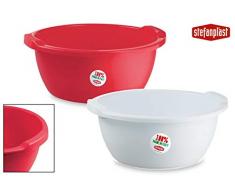 Stefanplast Linea 2Â Rond Lavabo, Blanc/Rouge Framboise, 6Â Litre