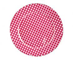 H&H Aile Dessous de Plat Rond, Design Carreaux, 33Â cm, Plastique, Rouge