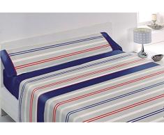 Coton Blanc Nico Set Drap Plat, 50% polyester/50% Coton, Bleu, 7.5Â x 7.5Â x 11Â cm