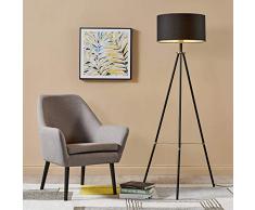 Versanora VN-L00052-EU Lampadaire, Tissu, mÃ©tal, Laiton Noir/Antique