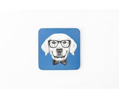 Magnet & Steel Aimant Labrador en Acier et Verre, Bois, Bleu, 9Â x 0.4Â x 9Â cm