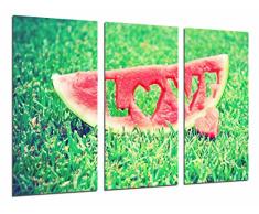 Tableau Moderne Photographique, Impression sur bois, Fruit original de décoration de cuisine, amour de pastèque, coeur, 97 x 62 cm, ref. 27025