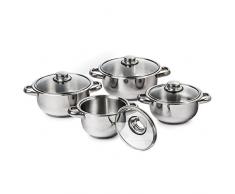 4Home 107254 de Cuisine Vaisselle Destiny, Acier Inoxydable, Argent, 24 x 24 x 24 cm, 8 unités