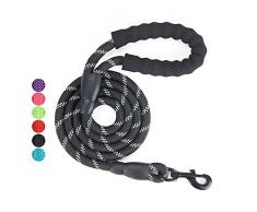 Vineco PoignÃ©e RembourrÃ©e Douce, Fils TrÃ¨s RÃ©flÃ©chissants, Sacs Ã DÃ©chets et Distributeur, 1,5 m Corde Laisse pour Tous Les Chiens de Taille, Noir