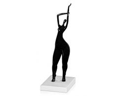 Arte Dal Mondo E4615PB Petit Assouvissement Sculpture figurative Moderne en résine laquée avec Base en marbre, Black, 45x15x8 cm