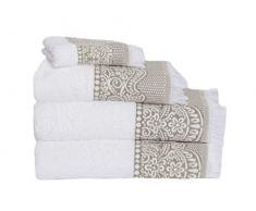 MI CASA Beige Lot de 2 Serviettes de Toilette 500 g, 100% Coton, 30 x 40 cm