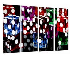 Tableau Moderne Photographique, Impression sur bois, Jeu de table de casino, Las Vegas Colors Dice, Chance, 131 x 62 cm, ref. 27074