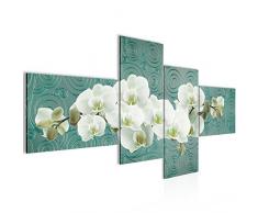 Tableau decoration murale Fleurs dorchidÃ©e 200 x 100 cm - XXL Impression sur Toile Salon Appartment 4 Parties - prÃªt Ã accrocher - 204141b