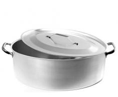 Agnelli Casserole Ovale en Aluminium avec Couvercle cod.ALMA12645 45 Cm