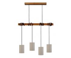 Tosel 21070 Lustre 4 LumiÃ¨res, Bois/, E14, 40 W, Marron, 80 x 180 cm