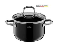 Silit 2102304500 Elegance Line Faitout haut avec couvercle en verre à 16 cm 2 l Inox 18/8