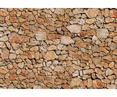 DELESTER DESIGN 243P8 Papier Peint Murale Compose en 4 Panneaux Roches Pierres Briques Beige 368 x 254 cm