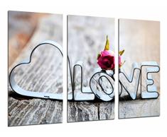 Tableau Moderne Photographique, Impression sur bois, Mot damour, coeur romantique, 97 x 62 cm, ref. 26603