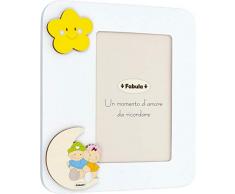 Fabula Cadre de Table décentré laqué avec Applications en Bois Naturel Pupi sur Luna pour Photos 10x15 cm, Vertical, Multicolore, 10x15