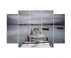 Legendarte PL-135 Tableau Eaux calmes. Impression Digitale sur Toile, Lienzo, Multicolor, cm. 150x100-5 Panneaux