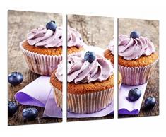 Tableau Moderne Photographique, Impression sur bois, Pâtisserie, Cafétéria, Canneberges Cupcake, Gâteau violet, 97 x 62 cm, ref. 26952