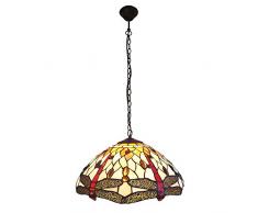 interfan Lampe suspension tiffany dragonfly E27, Multicolore