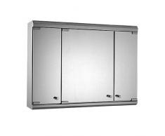 Home Standard® Maxi Armoire à Miroir Triple Porte en Acier Inoxydable 800 mm x 550 mm x 130 mm