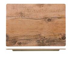 H&H 722042 Assiette en mélamine, effet bois, rectangulaire, 25,5 x 35,5 cm