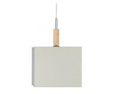 Tosel 14320 Suspension â Frigga Bois hêtre, Abat-Jour Coton, E27, 25 W, Naturel