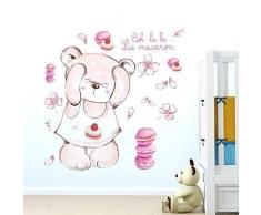 Walplus Autocollant Mural Macaron Ours Amovible Auto-AdhÃ©sif Art Autocollant Murals CrÃ¨che Restaurant CafÃ© HÃ´tel Construction Bureau Maison DÃ©coration