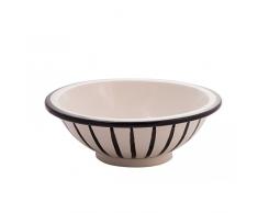 Sabot Living Saladier Moyenne avec Rayures, céramique, Blanc et Noir, 20 x 20 x 6.5 cm