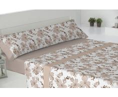 Todomueble Paduana Palma Parure de lit composÃ© par Drap-Housse, Drap Plat et 2Â taies doreiller 160x28x4 cm Beige