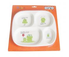 EÃ±e Grenouille Blister Plat Complet, Porcelaine, Blanc, 24Â x 22Â x 4Â cm