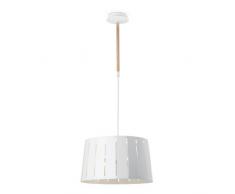 Lampe suspension 2Â x E27Â en MÃ©tal et leÃ±o BlancÂ âÂ Mix