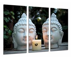 Tableau Moderne Photographique, Impression sur bois, Budda, zen, relaxation, bougies, 97 x 62 cm, ref. 26611