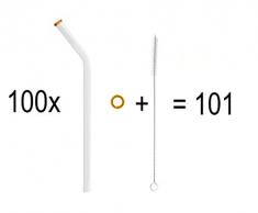 KOCH Paille en verre incurvée, whisky, avec pinceau, PAQUET VALEUR (100)