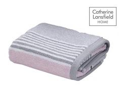 Catherine Lansfield Serviette de Toilette Motif Rayures Rose