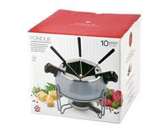 Home 8983830 Service à Fondue Anti-Fondue 10 Pièces Métal Gris