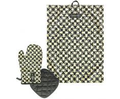 laroom 13670Â âÂ Set Torchon Cuisine et Gants Four Mosaic, Couleur Beige