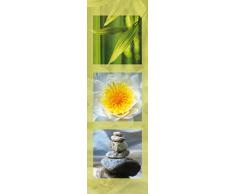 1art1 Motivation Poster Papier Peint Autocollant - Tryptique Zen, Bambou, Fleur De Lotus Et Pierres en Ãquilibre (240 x 75 cm)