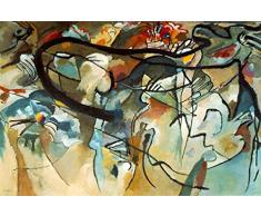 Legendarte PL-084 Tableau Composition V. Impression numÃ©rique sur Toile. Wassily Kandinsky Peinture Multicolore 60 x 90 cm