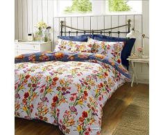 Emma Bridgewater Motif Floral King Size Housse de Couette Coton Percale Parure de lit en Satin Parure de lit, Multicolore