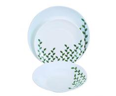 Bergner Printemps Vaisselle, Cristal Opal, Blanc, 30 x 30 x 28 CM, 18 pièces