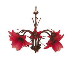 Tosel E2344 Lustre - Tulipano, Tube et tÃ´le Acier, Peinture Ã©poxy, Verre centrif, E14, 60 W, Rouge