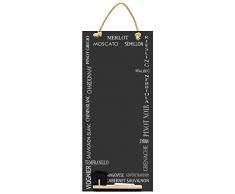 Tableaux Noirs UK Vin Raisins Haut Mince Tableau Noir/Tableau Noir/Tableau Memo de Cuisine avec Corde, Plateau et Craie. Les cabines Design Range, Bois, Noir, 60Â x 26.5Â x 1Â cm